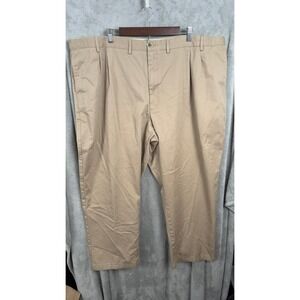 Lands' End Mens Traditional Fit Tall Khaki Pants Size 50x28 Pleated